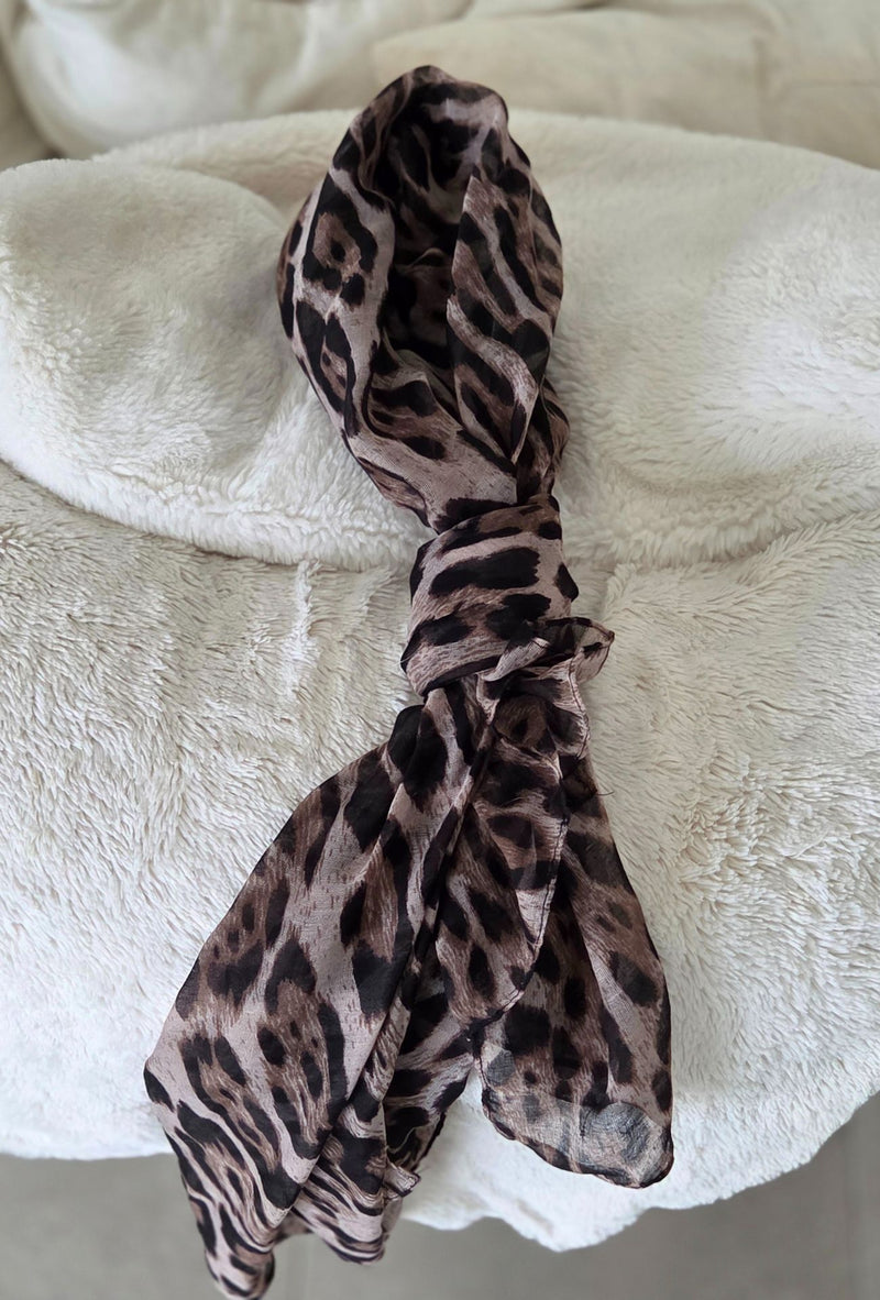 Foulard Léon Léopard Marron