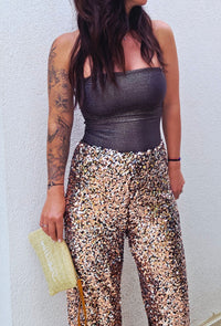 Pantalon SOPHIE sequins Rose Doré