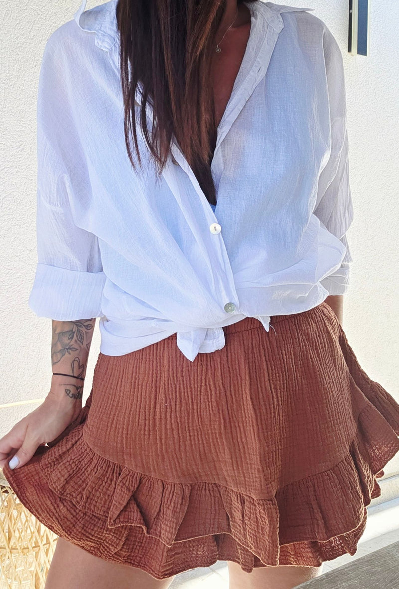 Short Gaze de coton CATHY Terracotta