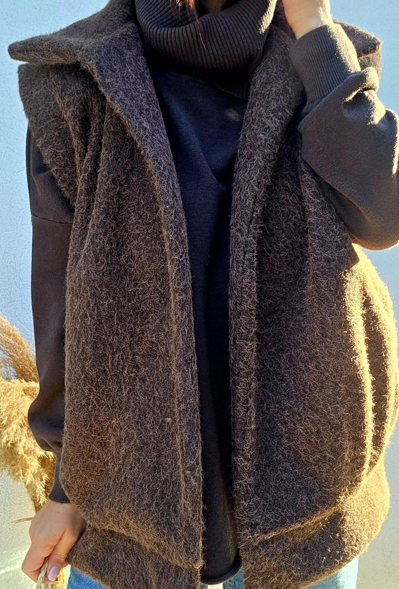 Veste sans manches PATRICIA – Marron
