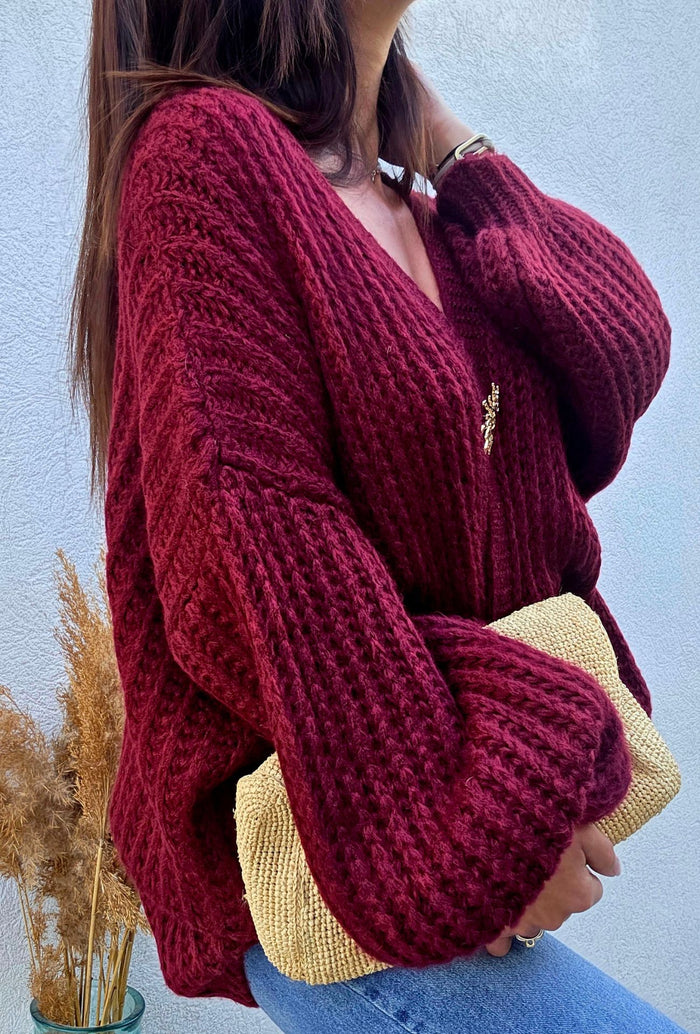 Gilet pull COCO bordeaux