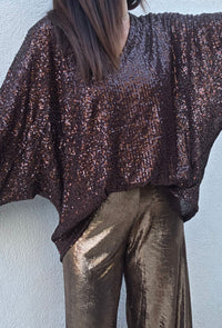 Haut sequins AMBRE Marron