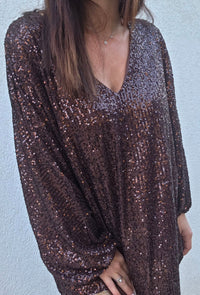 Haut sequins AMBRE Marron