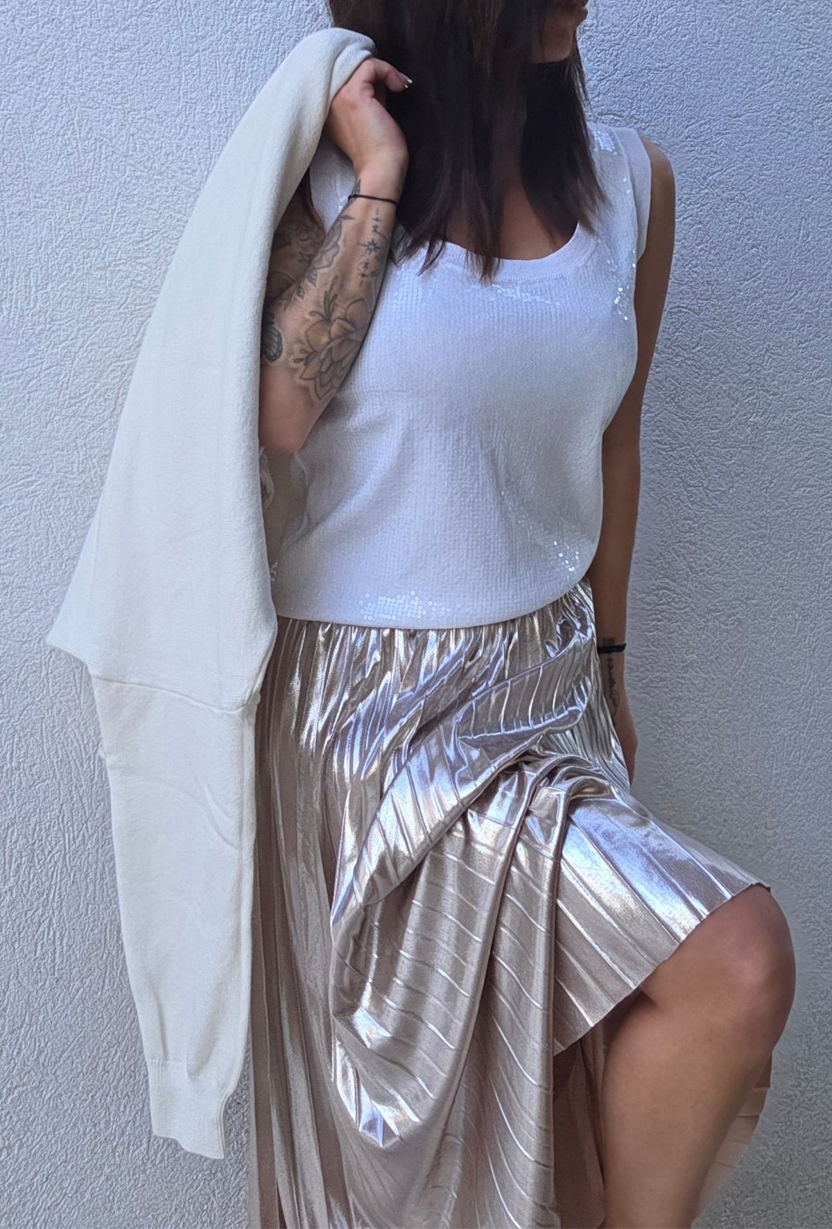 Jupe ANGELA rose argenté