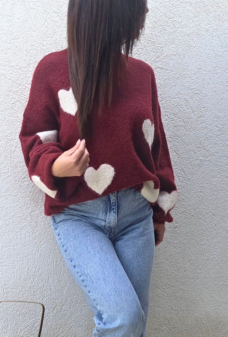Pull LOVE Bordeaux