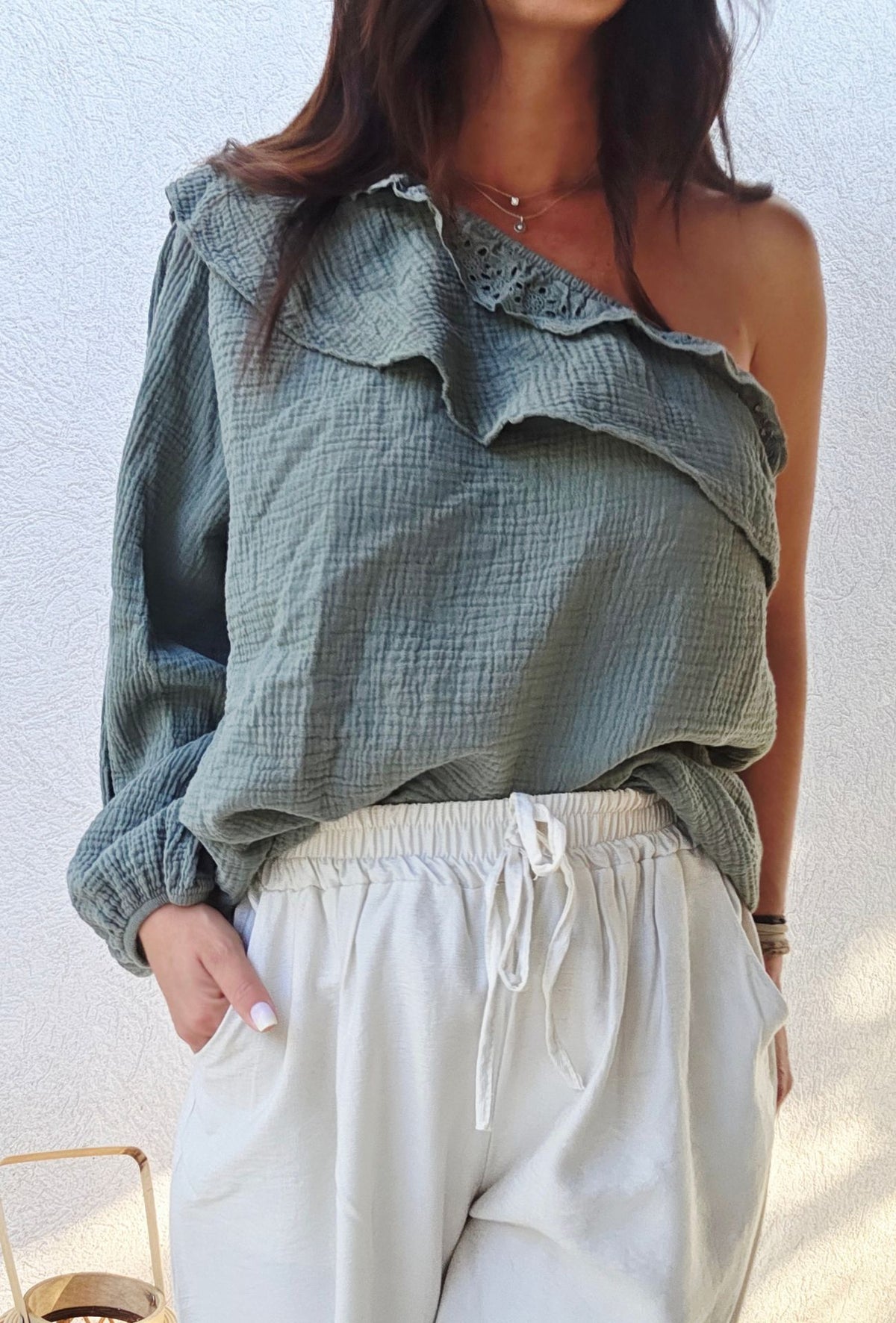 Haut Gaze de coton 1 manche Cathy