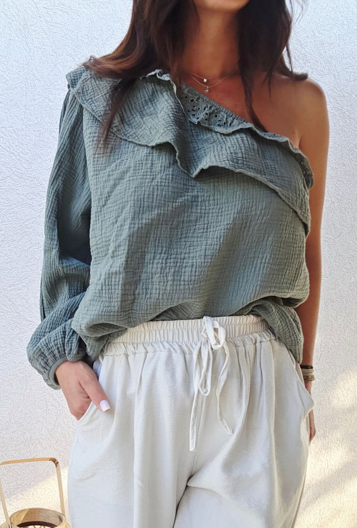 Haut Gaze de coton 1 manche Cathy