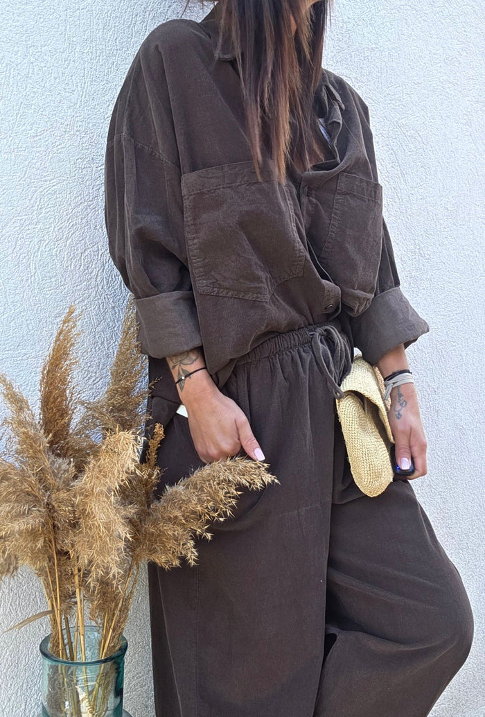 Pantalon loose CHARLIE marron